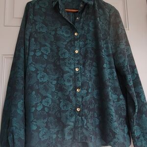 Easy Clothes Teal Floral Button-Up Shirt